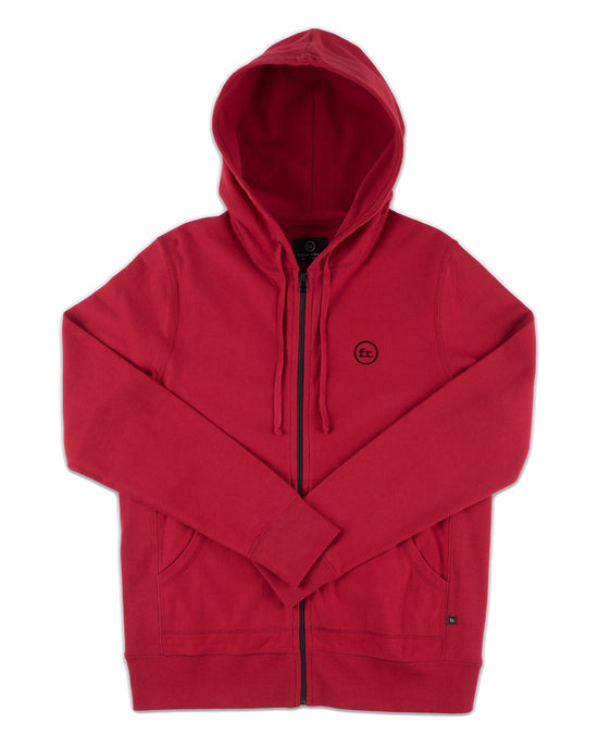 FR. Full Zip Hooded Sweatshirt Red - Foreign Rider Co.