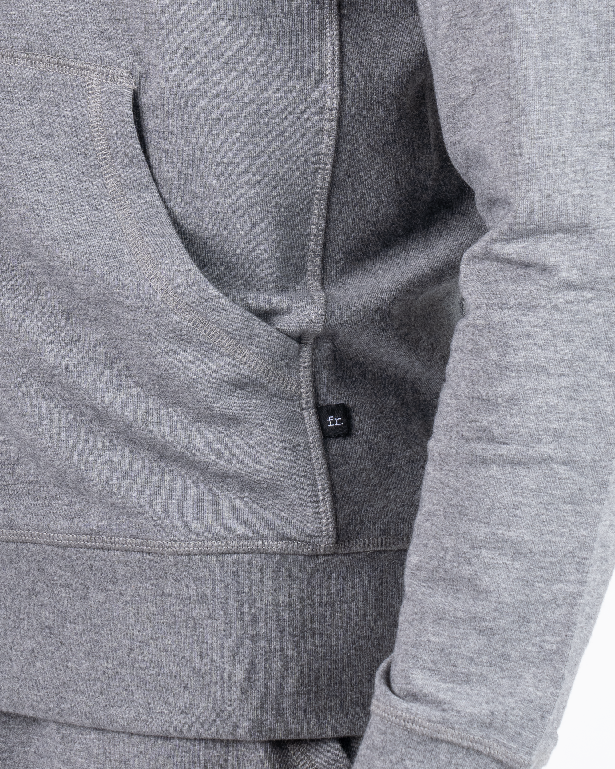 Foreign Rider Co Technical Fabric Grey Hoodie Bottom Front Pocket Detail