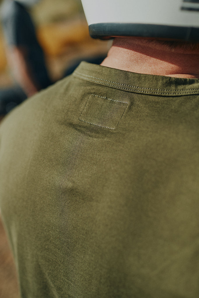 Back collar detail of the Foreign Rider Supima Short Sleeve T-shirt