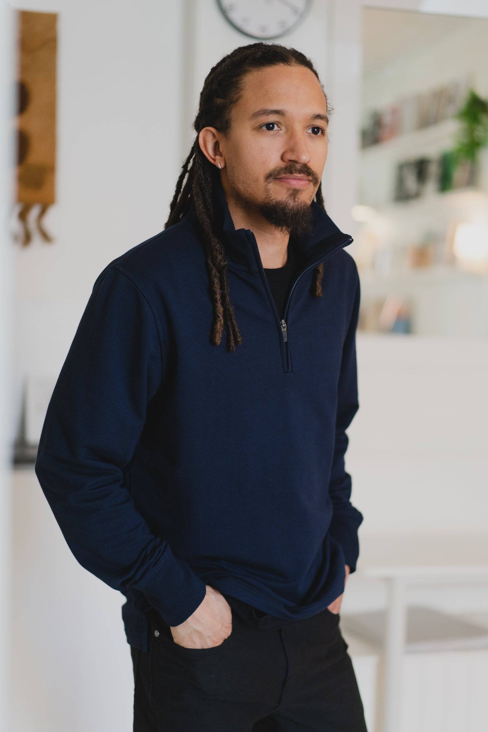Solace Quarter Zip Navy - Foreign Rider Co.