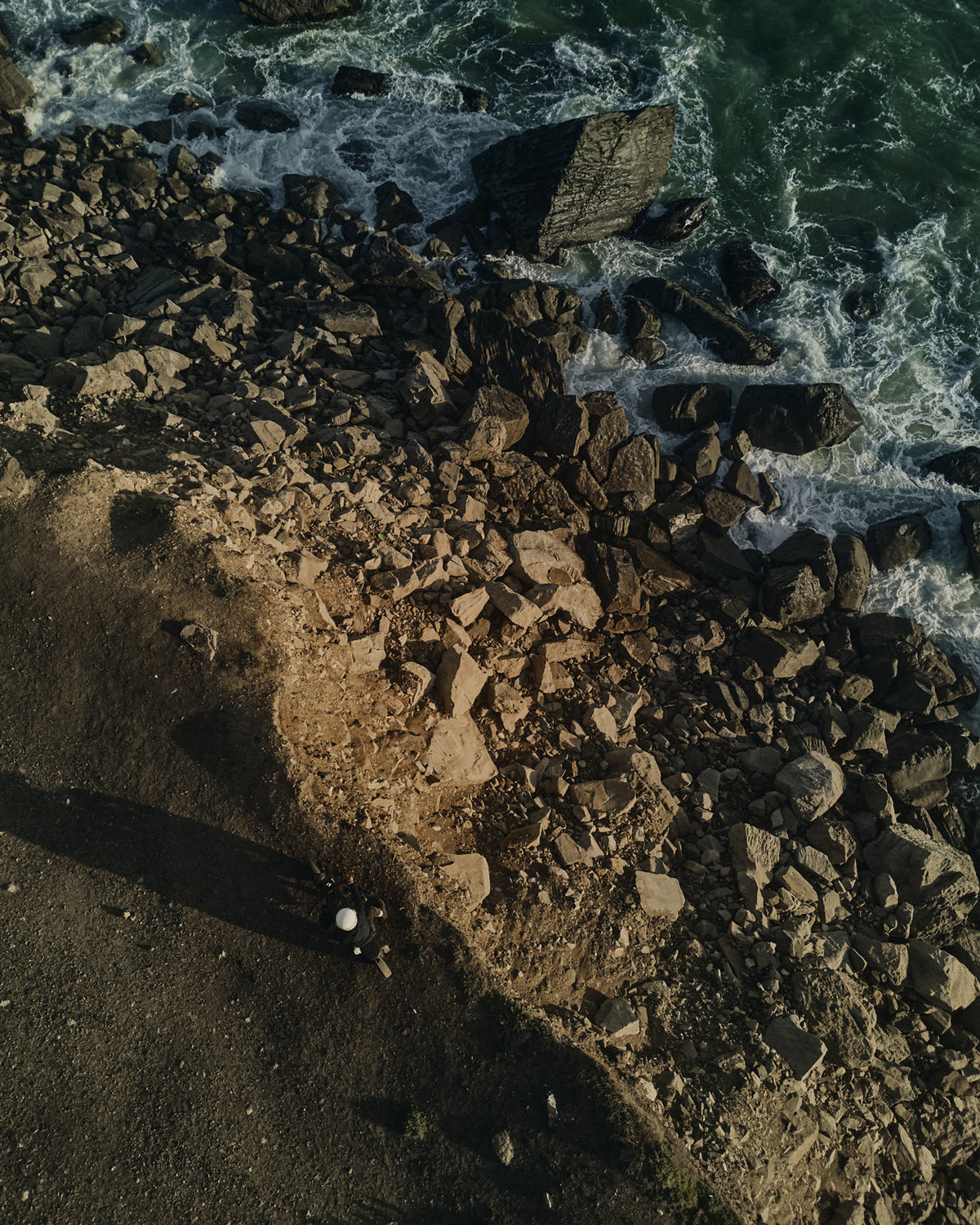 Aerial view of rocky Malibu shoreline and Pacific ocean