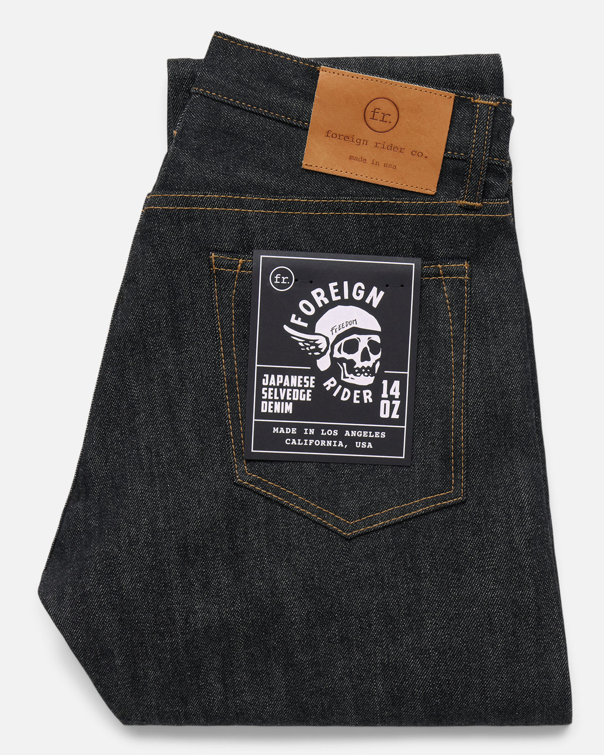 14oz Japanese Selvedge Denim Slim Cut - Indigo/Black