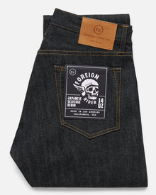 14oz Japanese Selvedge Denim Slim Cut - Indigo/Black