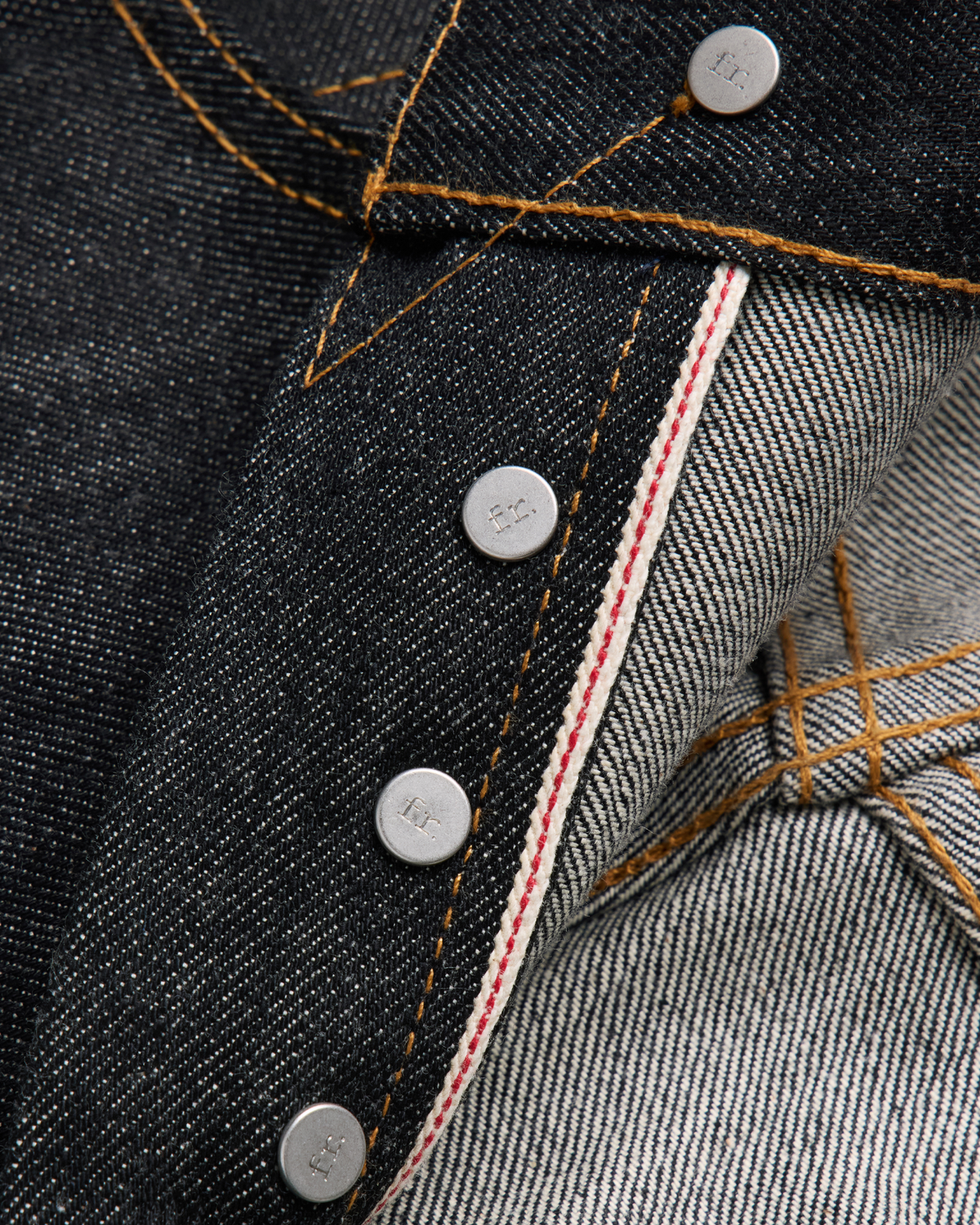 14oz Japanese Selvedge Denim Slim Cut - Indigo/Black