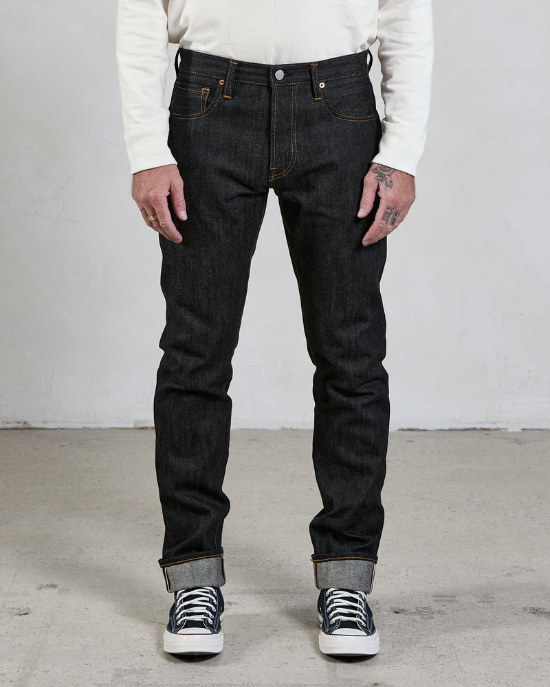14oz Japanese Selvedge Denim Slim Cut - Indigo/Black