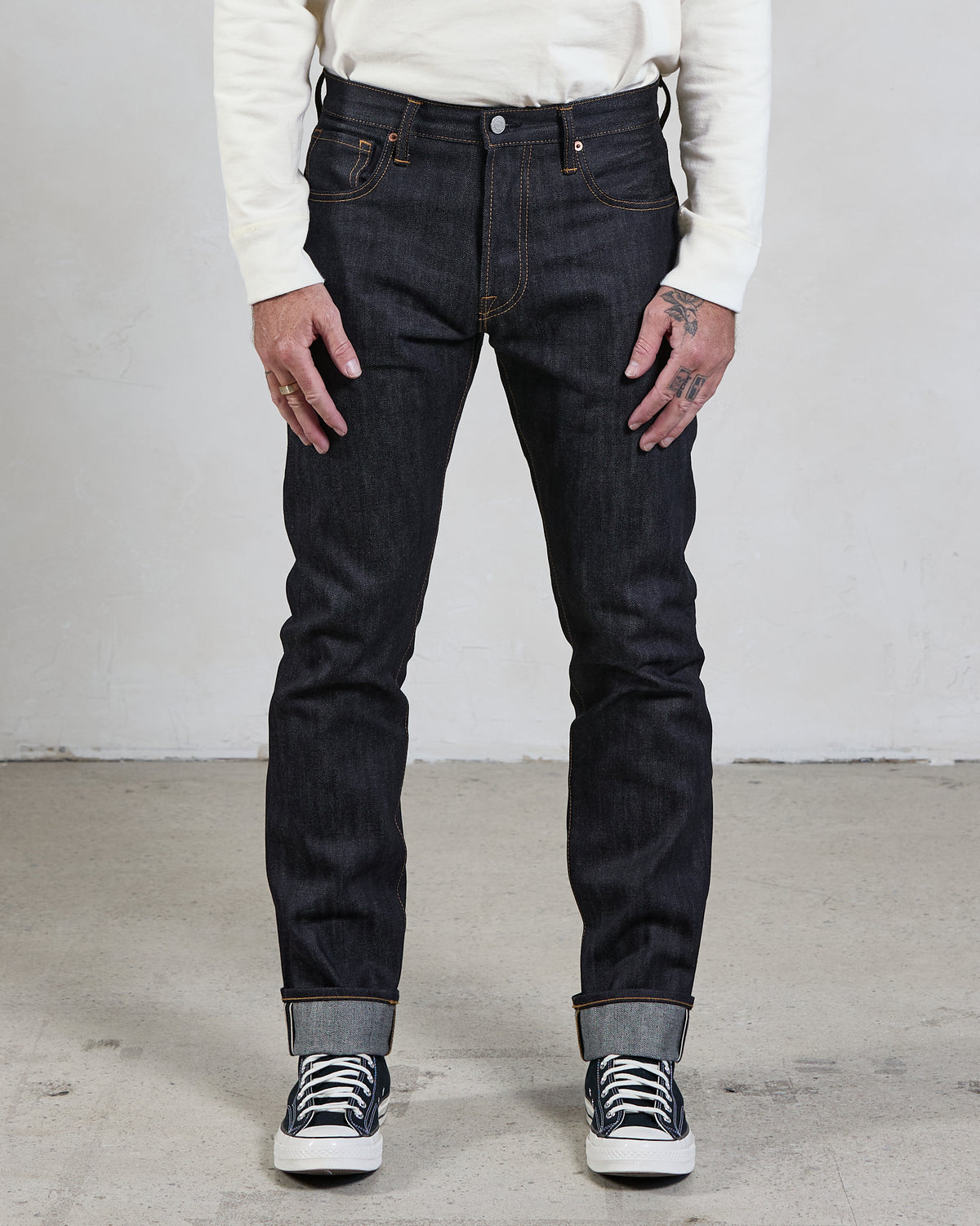 14oz Japanese Selvedge Denim Slim Cut - Indigo