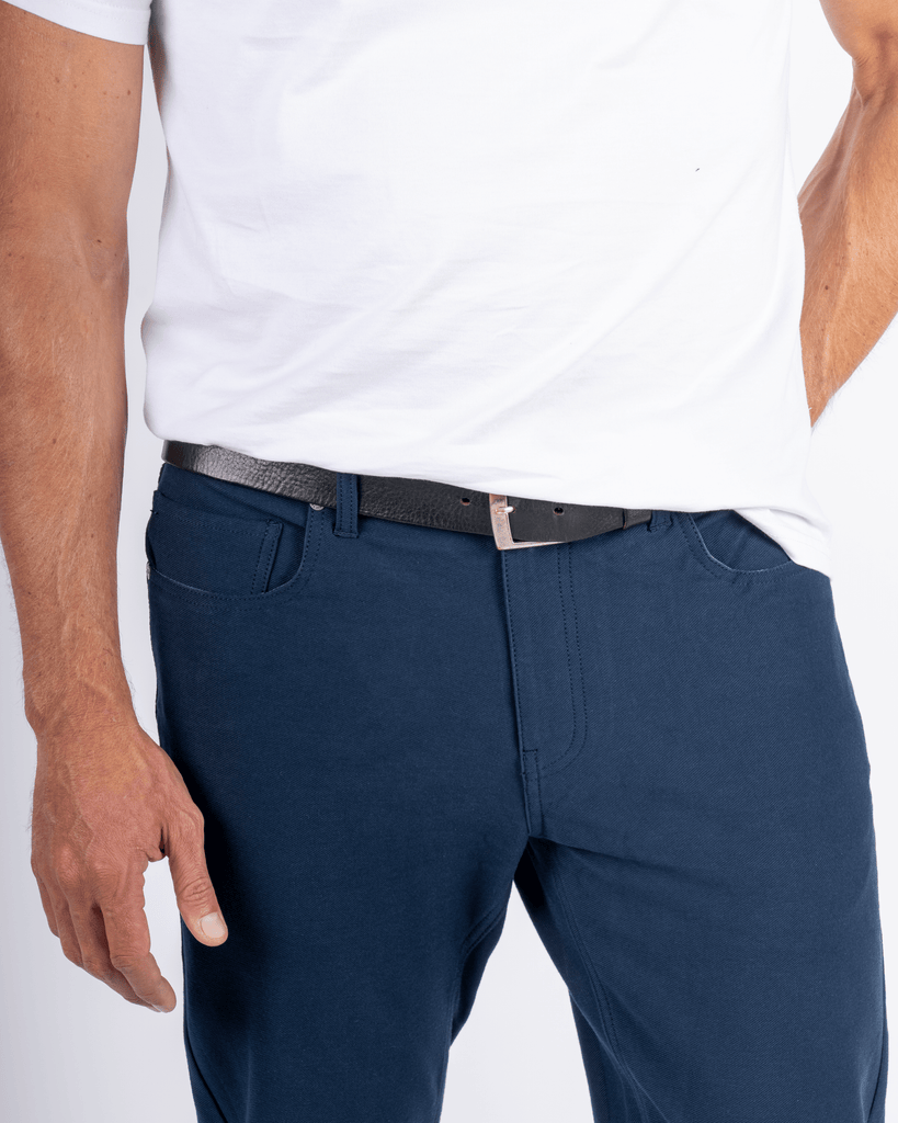 Foreign Rider Co Organic Cotton Navy 5 Pocket Pant Front Detail