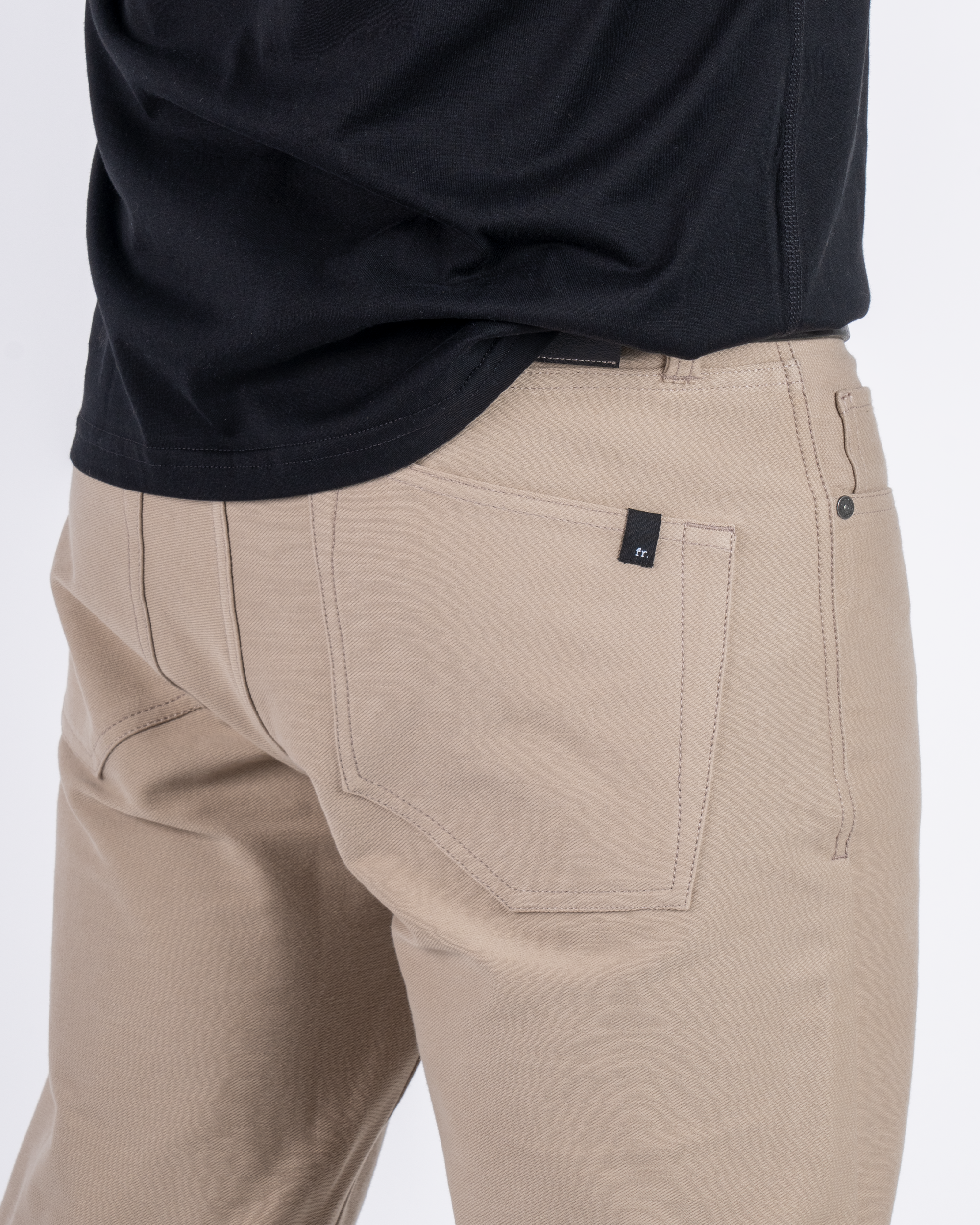 Foreign Rider Co Organic Cotton Tan 5 Pocket Pant Back Pocket Detail