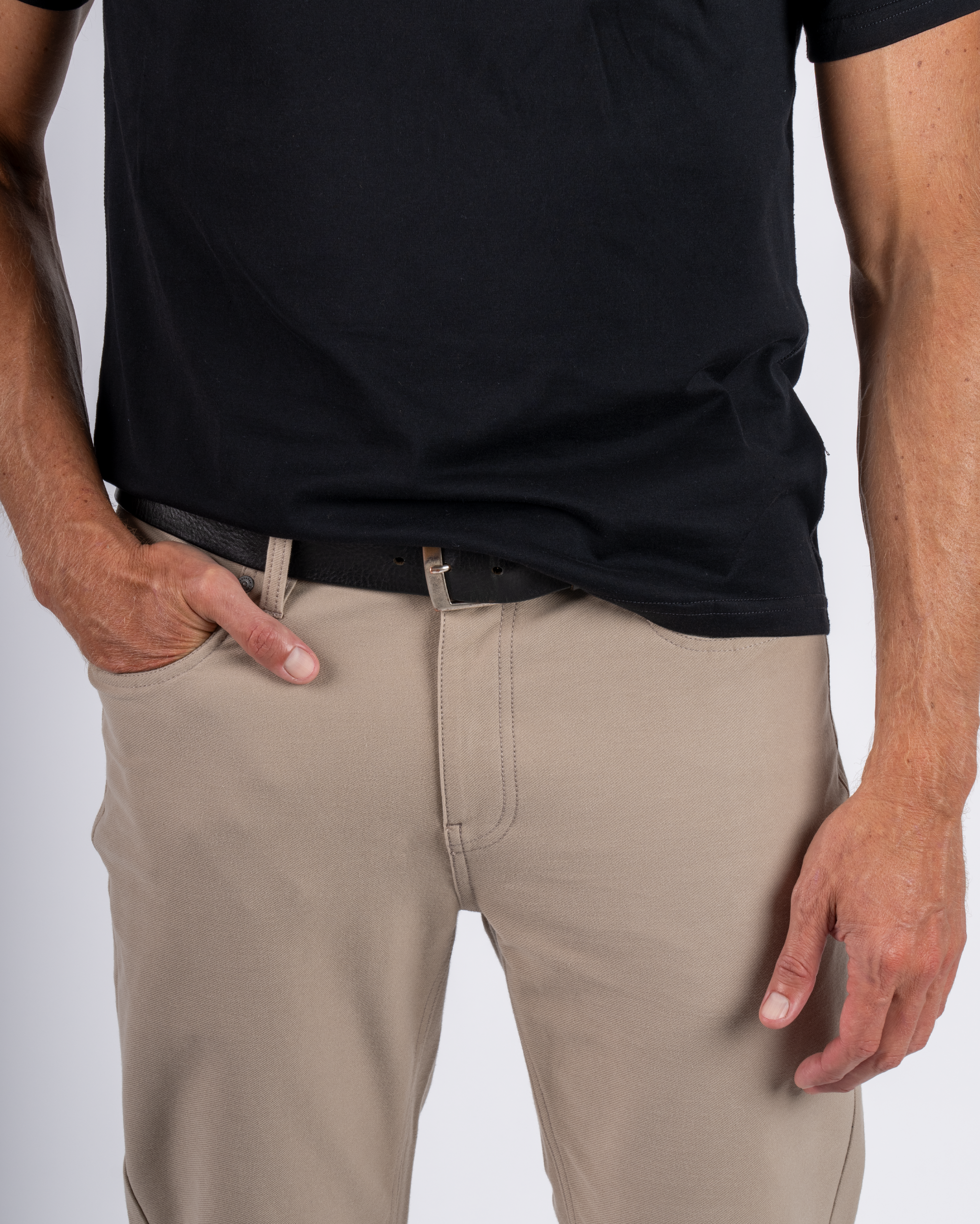 Foreign Rider Co Organic Cotton Tan 5 Pocket Pant Front Detail
