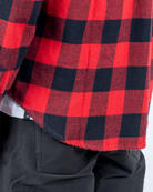 Foreign Rider Co Organic Cotton Red Flannel Plaid 01 Long Sleeve Button Up Shirt Bottom Back Scoop Detail