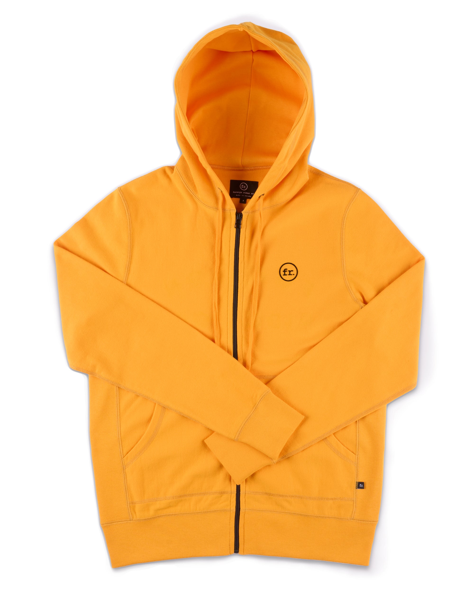 FR. Full Zip Hooded Sweatshirt Yellow - Foreign Rider Co.