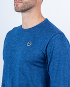 Foreign Rider Co Nuyarn Merino Wool Blue Heather Base Layer Long Sleeve T-Shirt Chest FR Logo