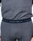 Foreign Rider Co Nuyarn Merino Wool Dark Grey Base Layer Tights Stretch Waistband Detail