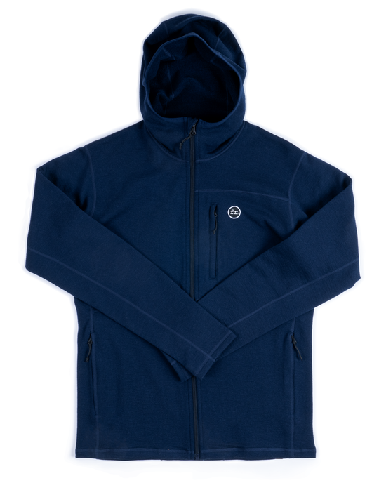 FR. Merino Hooded Jacket Navy - Foreign Rider Co.