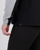 Foreign Rider Co Heavyweight Cotton Black Grey Color-blocked Long Sleeve T-Shirt Bottom Side Split Seam & Cuff Detail