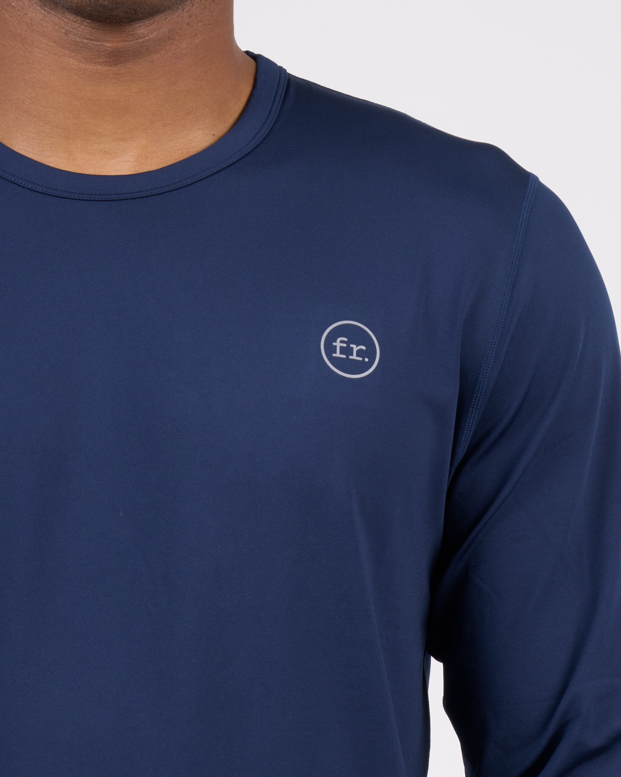 Foreign Rider Co Technical Fabric Navy Long-Sleeve T-Shirt FR Logo Chest Detail