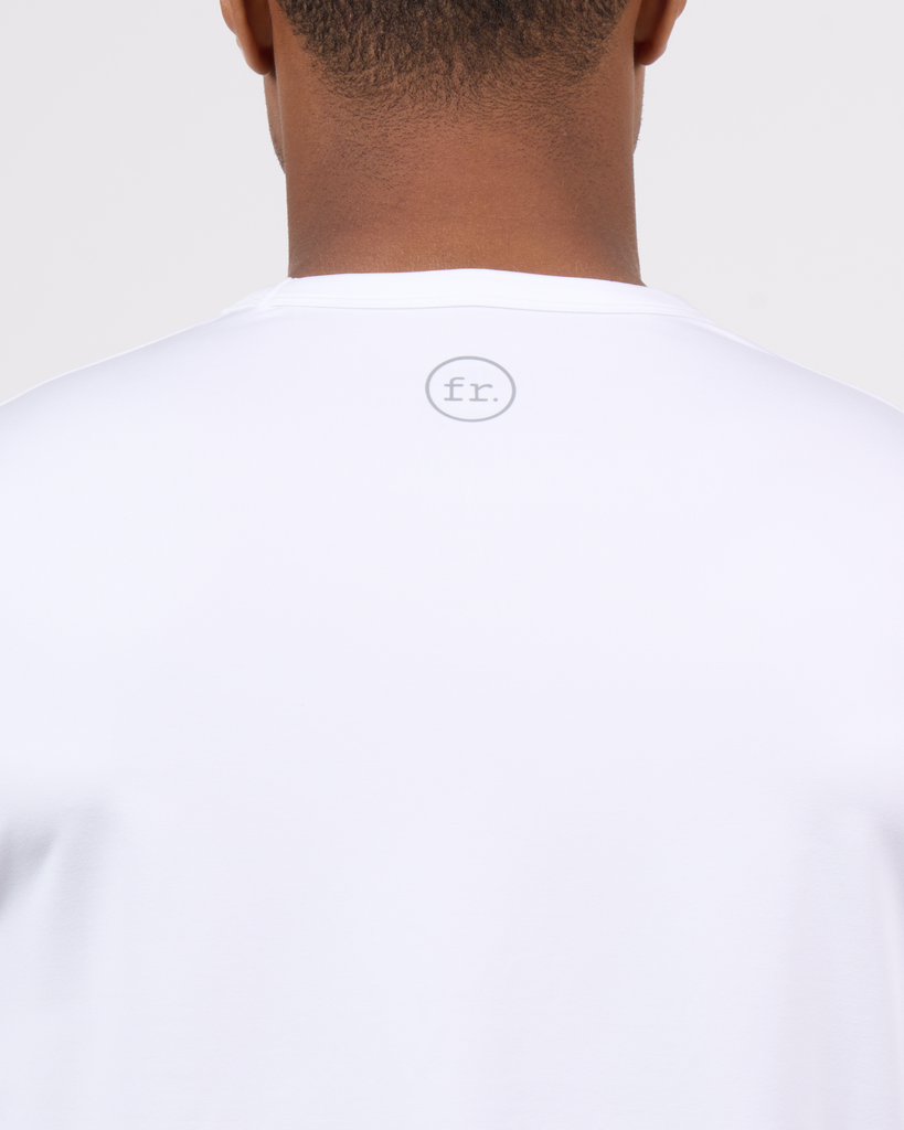 Foreign Rider Co Technical Fabric White Long-Sleeve T-Shirt FR Logo Back Detail