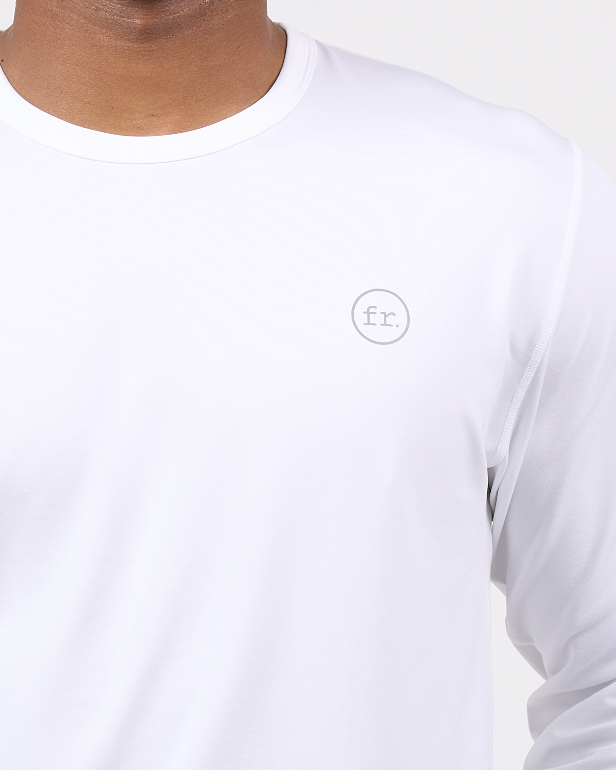 Foreign Rider Co Technical Fabric White Long-Sleeve T-Shirt FR Logo Chest Detail