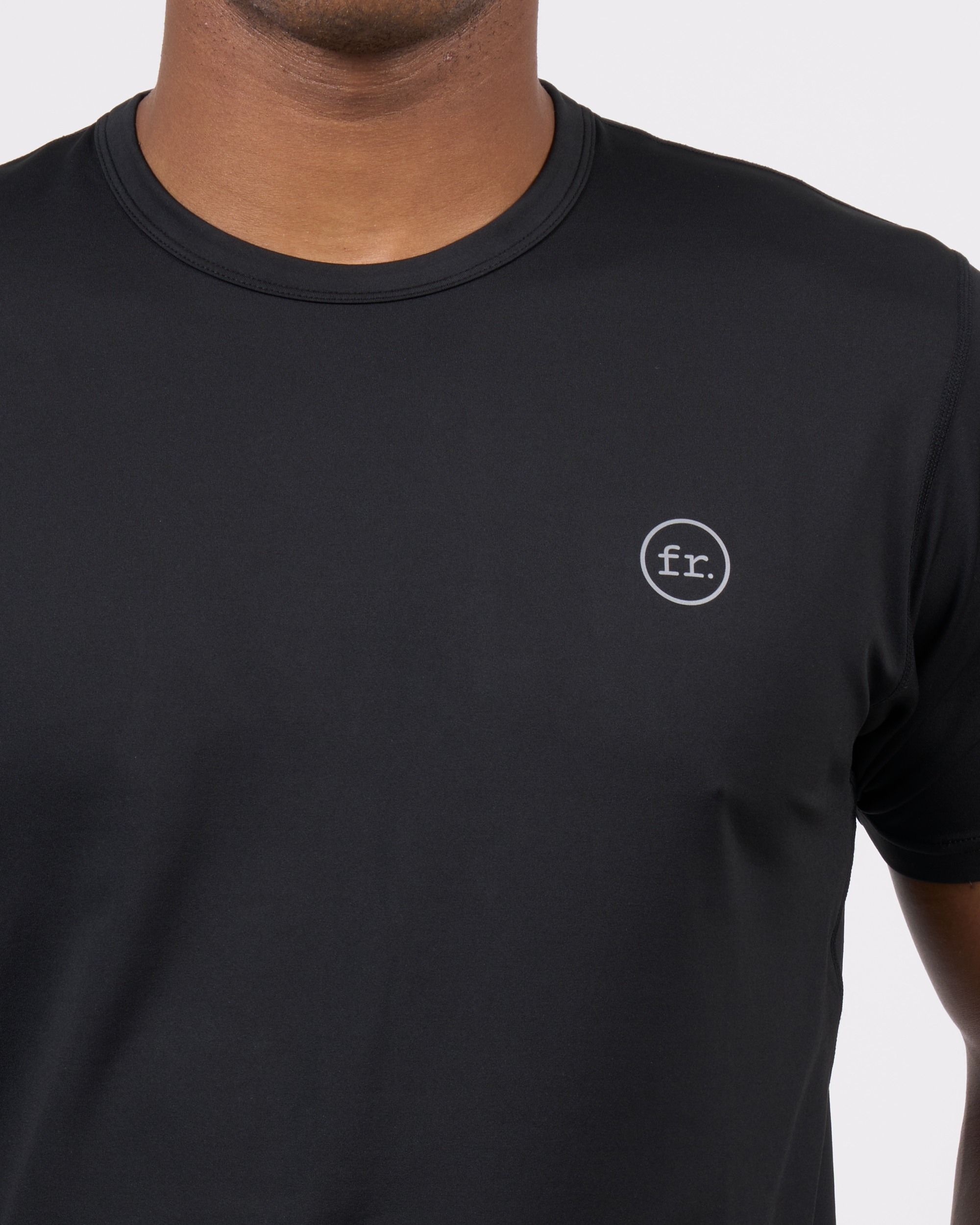 Foreign Rider Co Technical Fabric Black Short Sleeve T-Shirt Chest FR Logo Detail