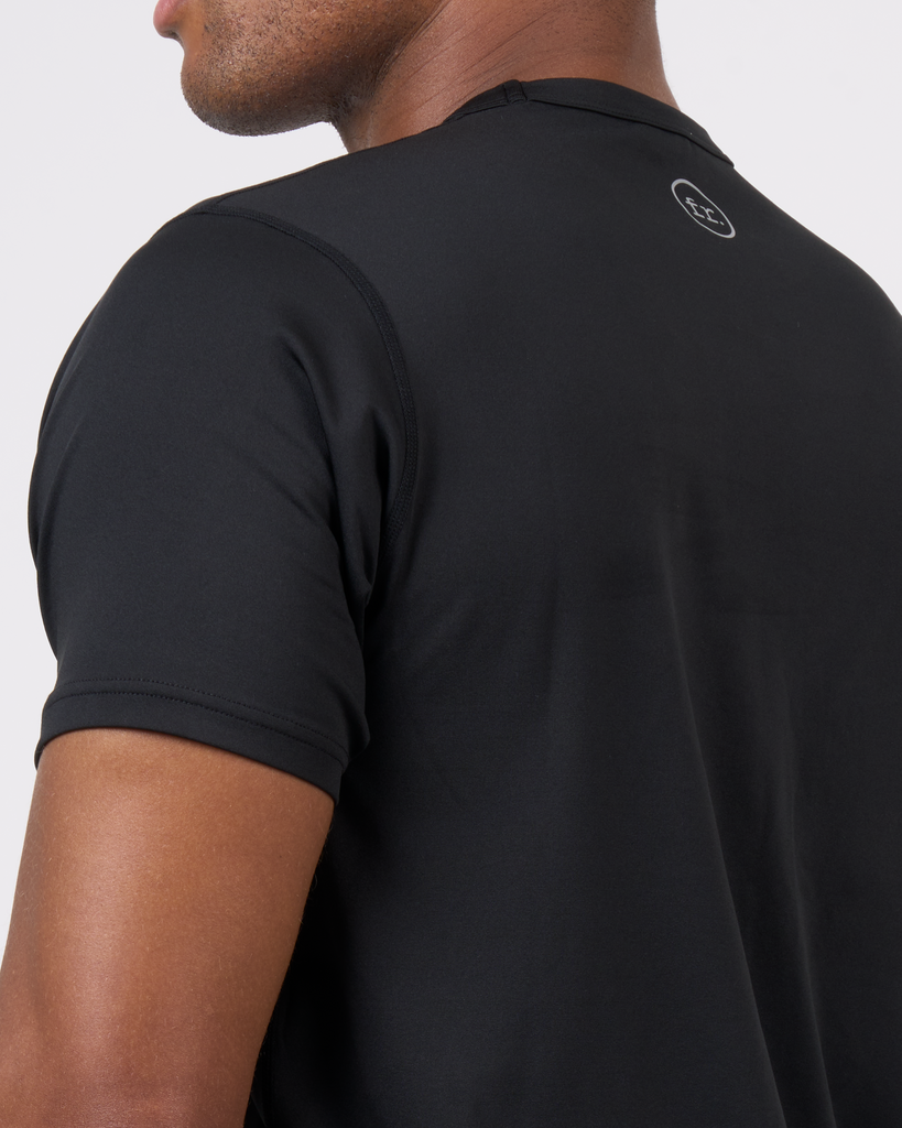 Foreign Rider Co Technical Fabric Black Short Sleeve T-Shirt Shoulder Detail