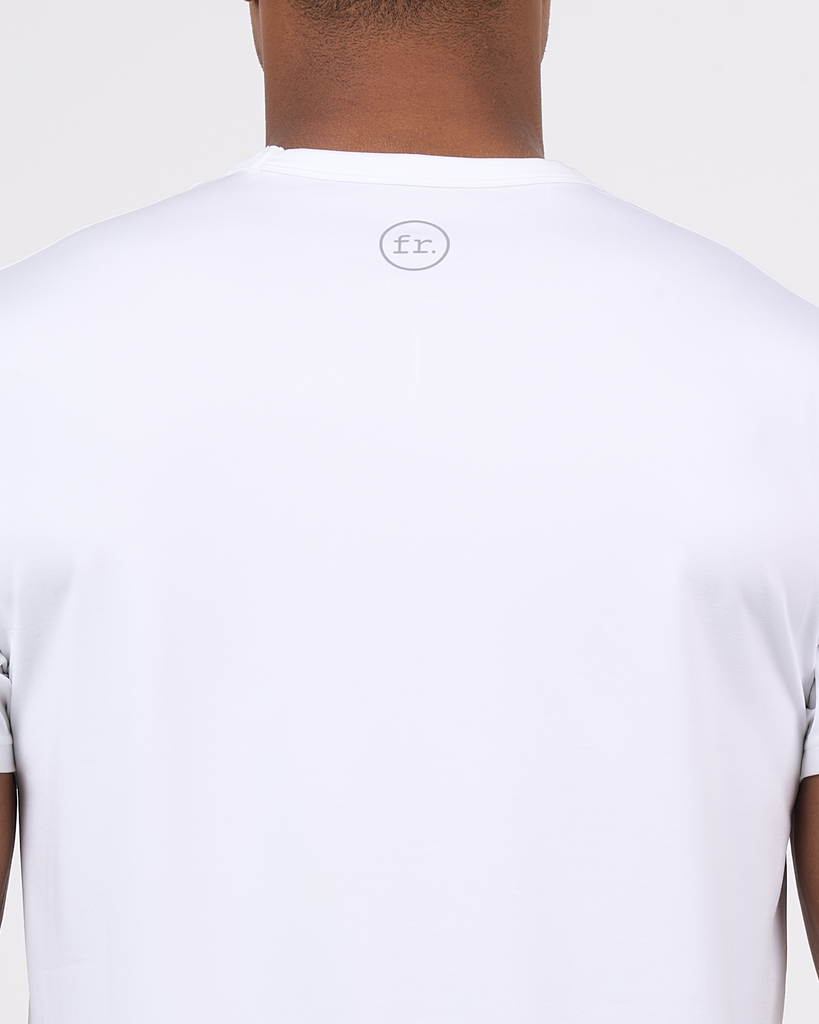 Foreign Rider Co Technical Fabric White Short Sleeve T-Shirt Top Back FR Logo Detail