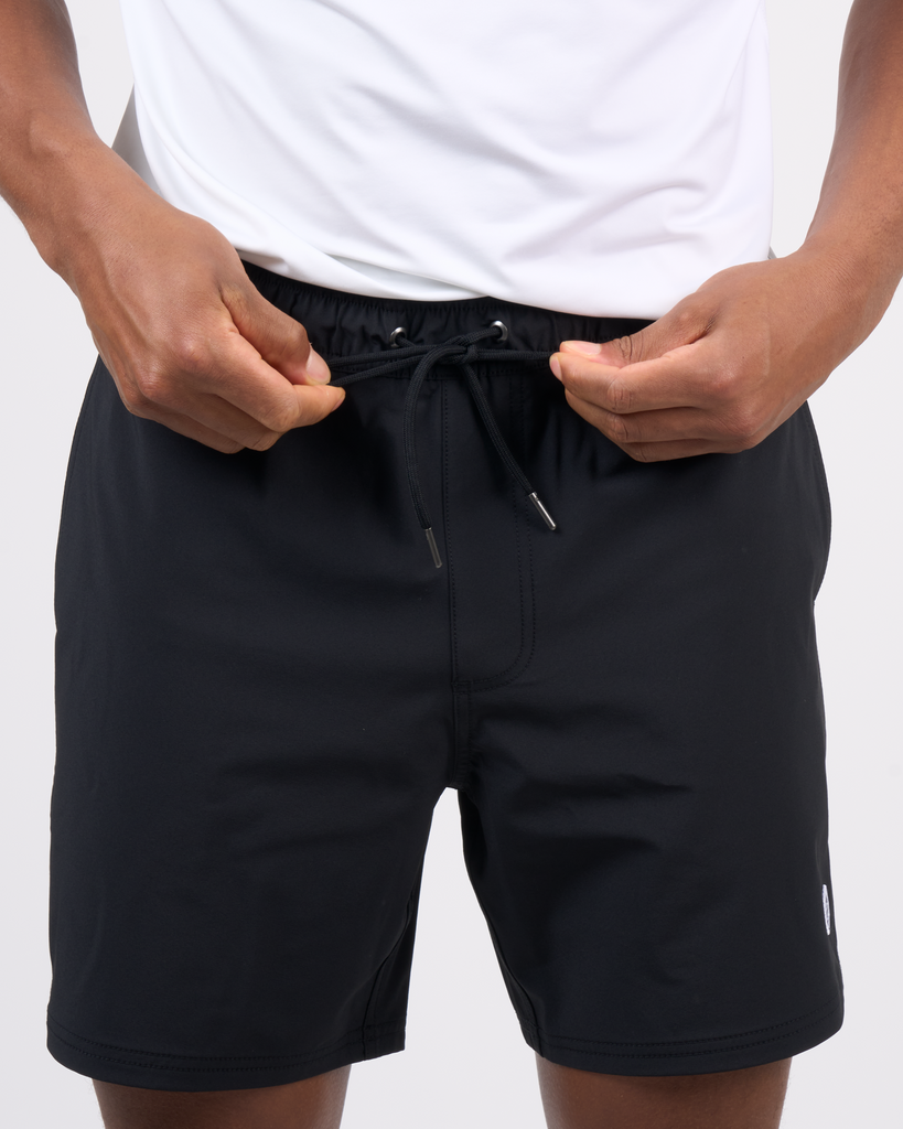 Foreign Rider Co Technical Fabric Black Boardshorts Drawstring Detail