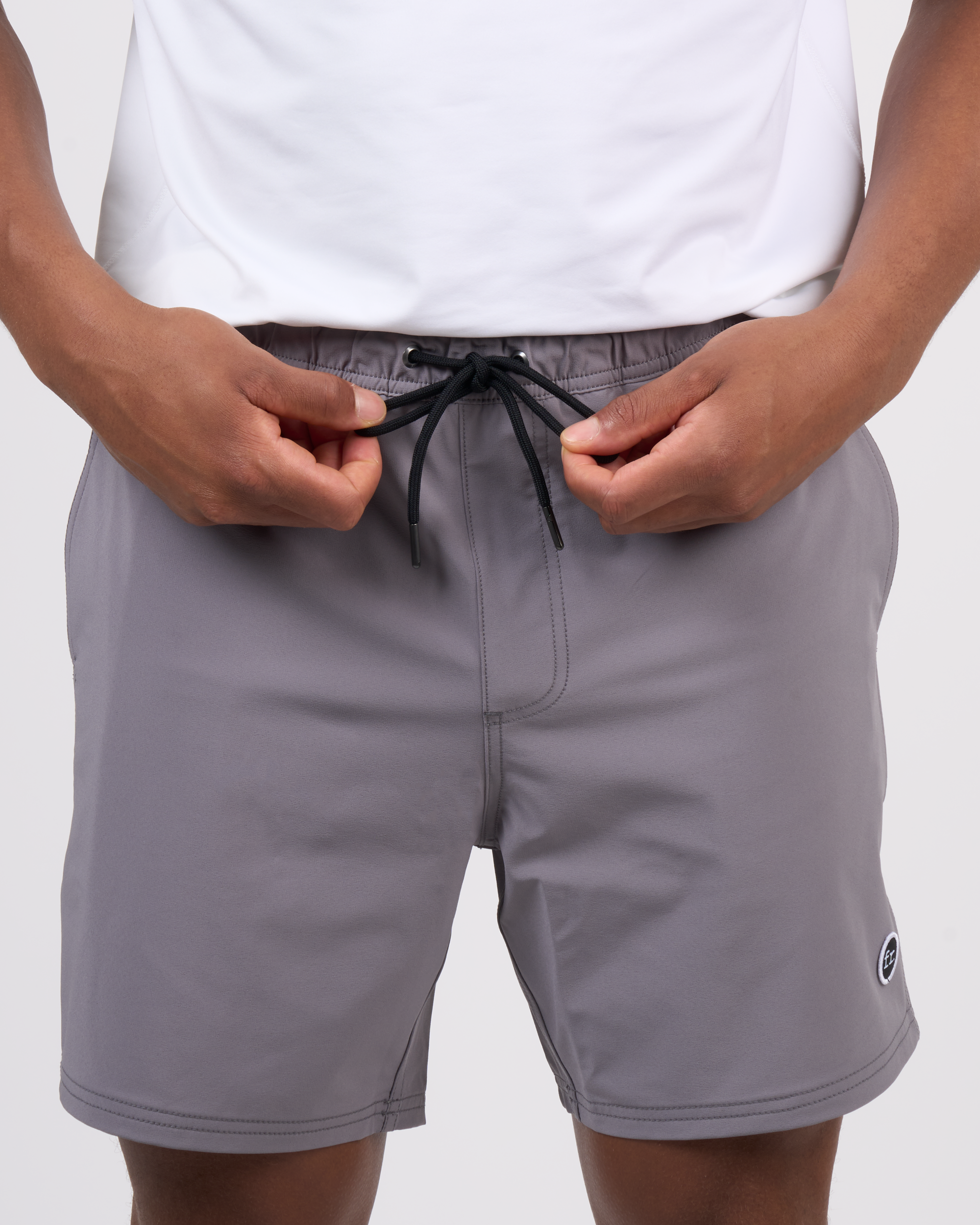 Foreign Rider Co Technical Fabric Grey Boardshorts Drawstring Detail