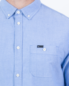 Foreign Rider Co Organic Cotton Blue Utility Button Down Oxford Button Chest Pocket with FR. Tag