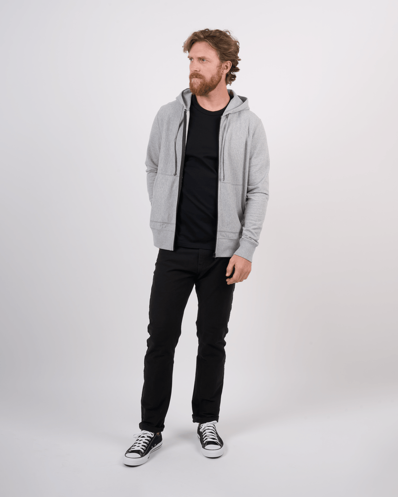 Foreign Rider Co Organic Cotton Grey Zip Hoodie Sweater Model Size 3(L)