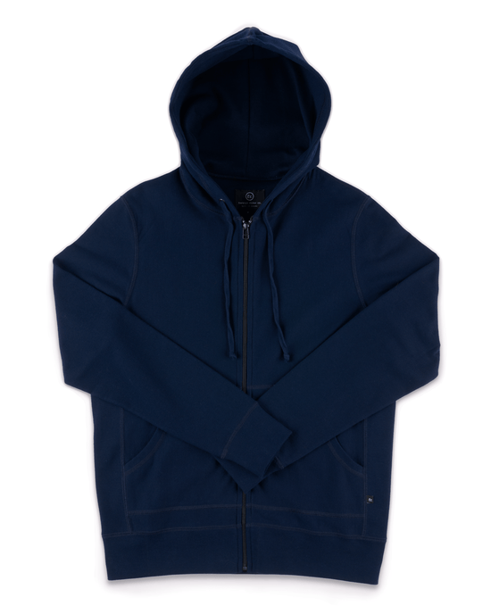 Full Zip Hooded Sweatshirt Navy - Foreign Rider Co.