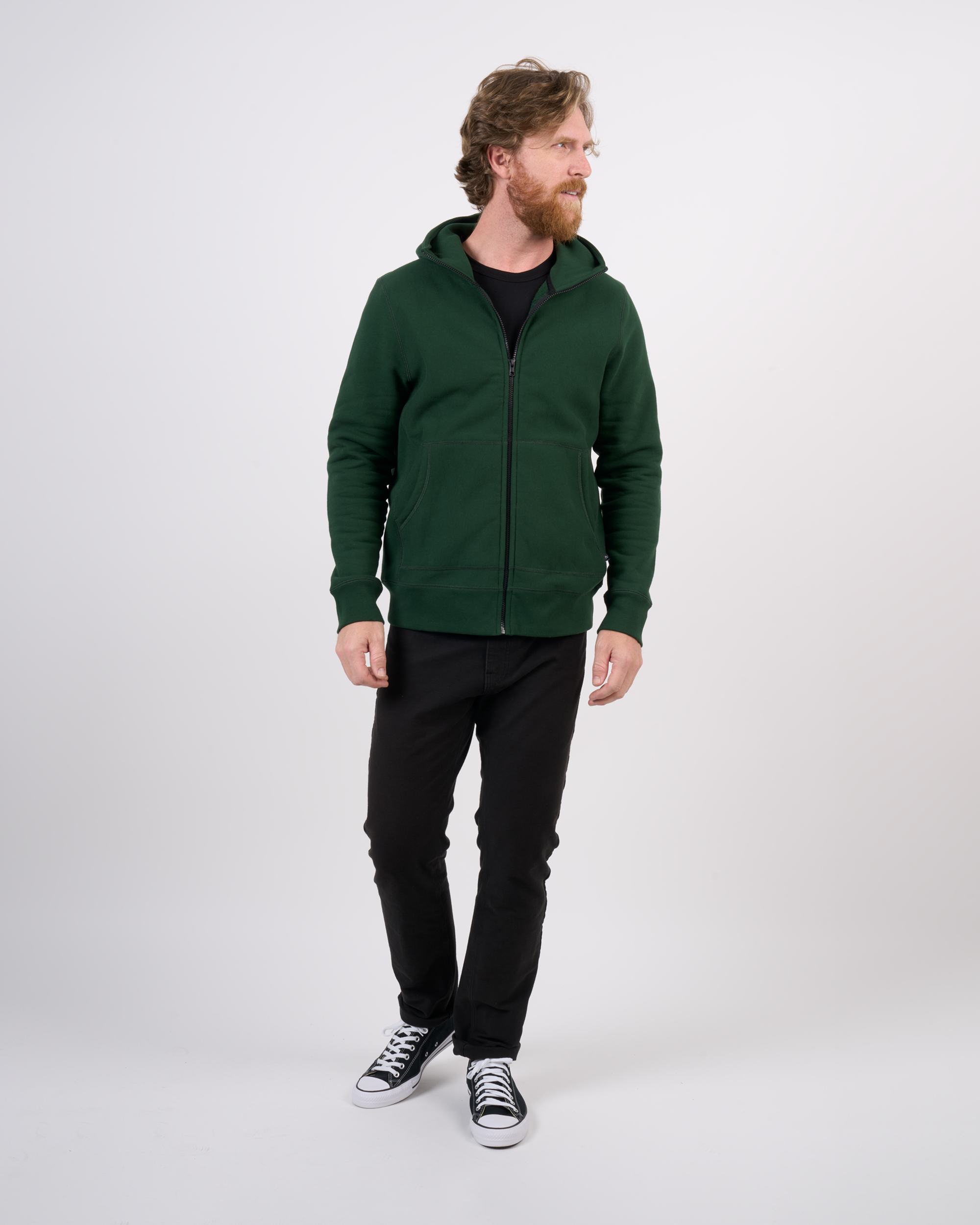 Foreign Rider Co Cotton Green High Neck Hooded Sweater Model size 3(L)