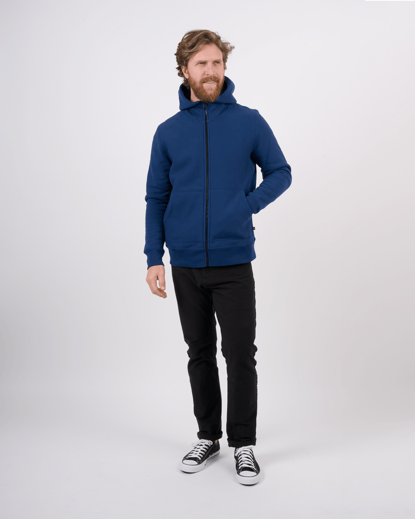 Foreign Rider Co Cotton Navy High Neck Hooded Sweater Model size 3(L)