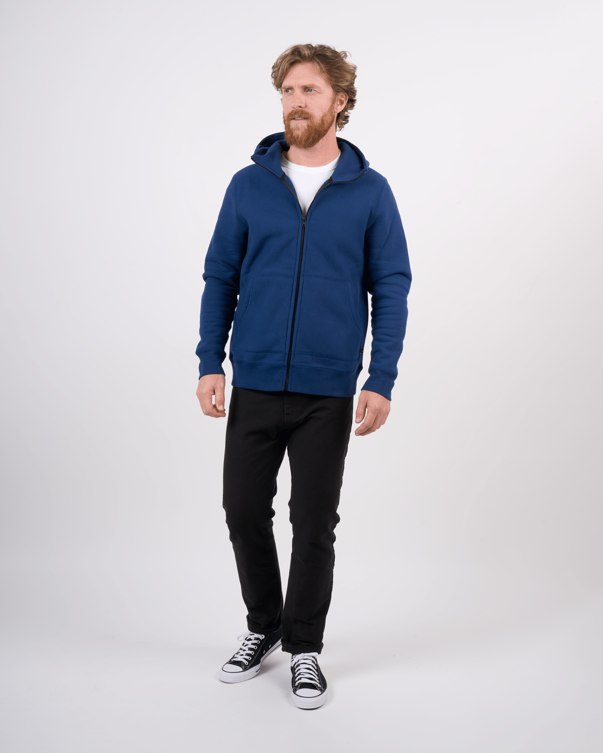 High Neck Hooded Sweatshirt Navy