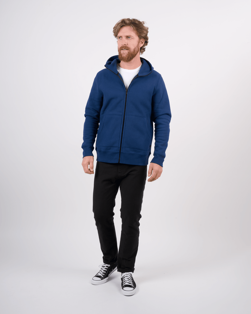 Foreign Rider Co Cotton Navy High Neck Hooded Sweater Model size 3(L)