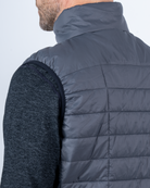 Foreign Rider Co Recycled Primaloft Gold Insulated Eco Grey Vest Back Shoulder and Neck Detail