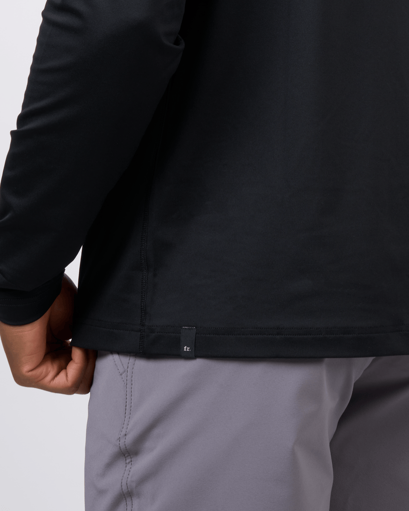 Foreign Rider Co Technical Fabric Black Long-Sleeve Hooded T-Shirt Bottom Side Detail