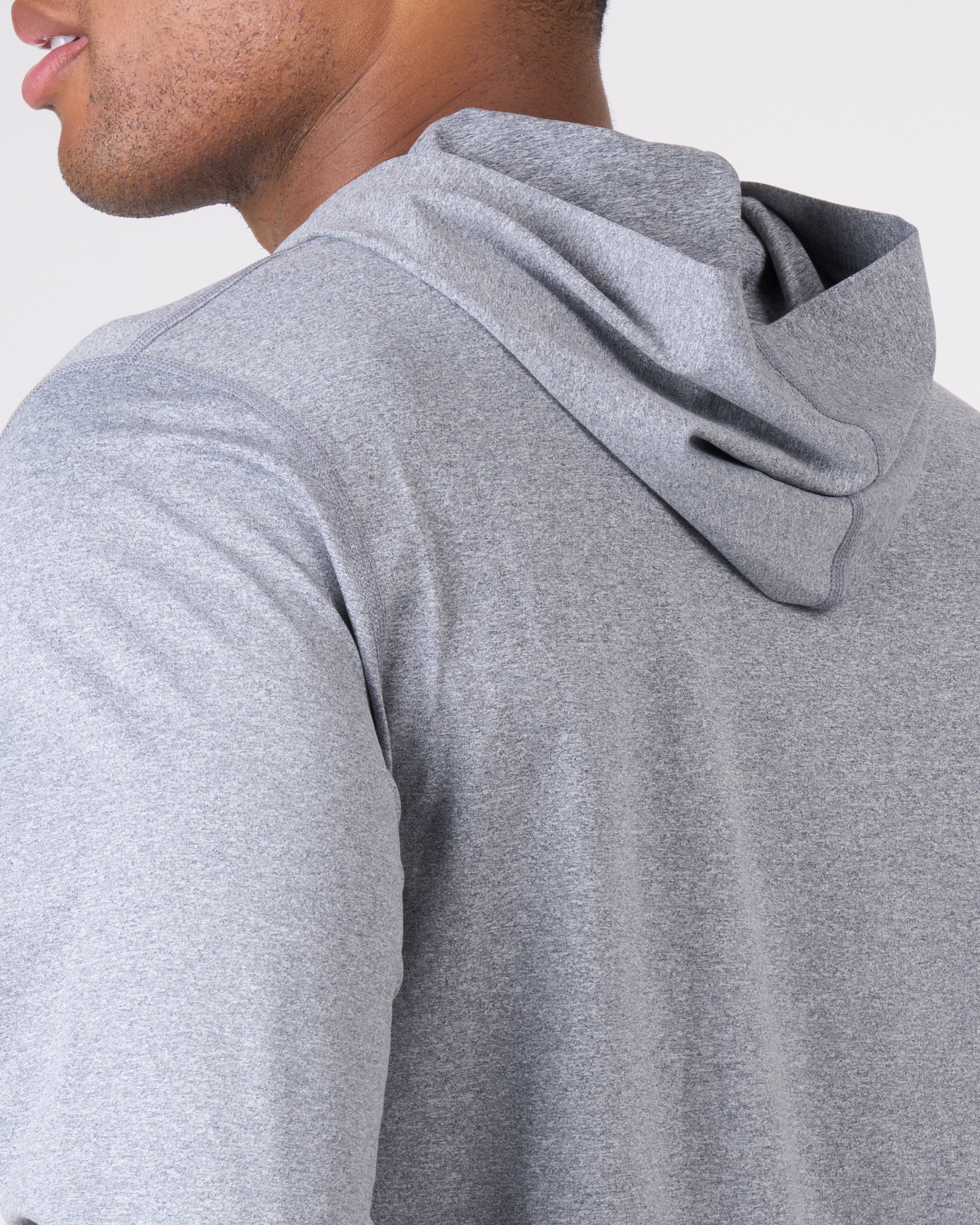 Foreign Rider Co Technical Fabric Grey Long-Sleeve Hooded T-Shirt Shoulder Hood Detail