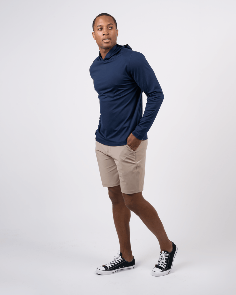 Foreign Rider Co Technical Fabric Navy Long-Sleeve Hooded T-Shirt Size 3(L)