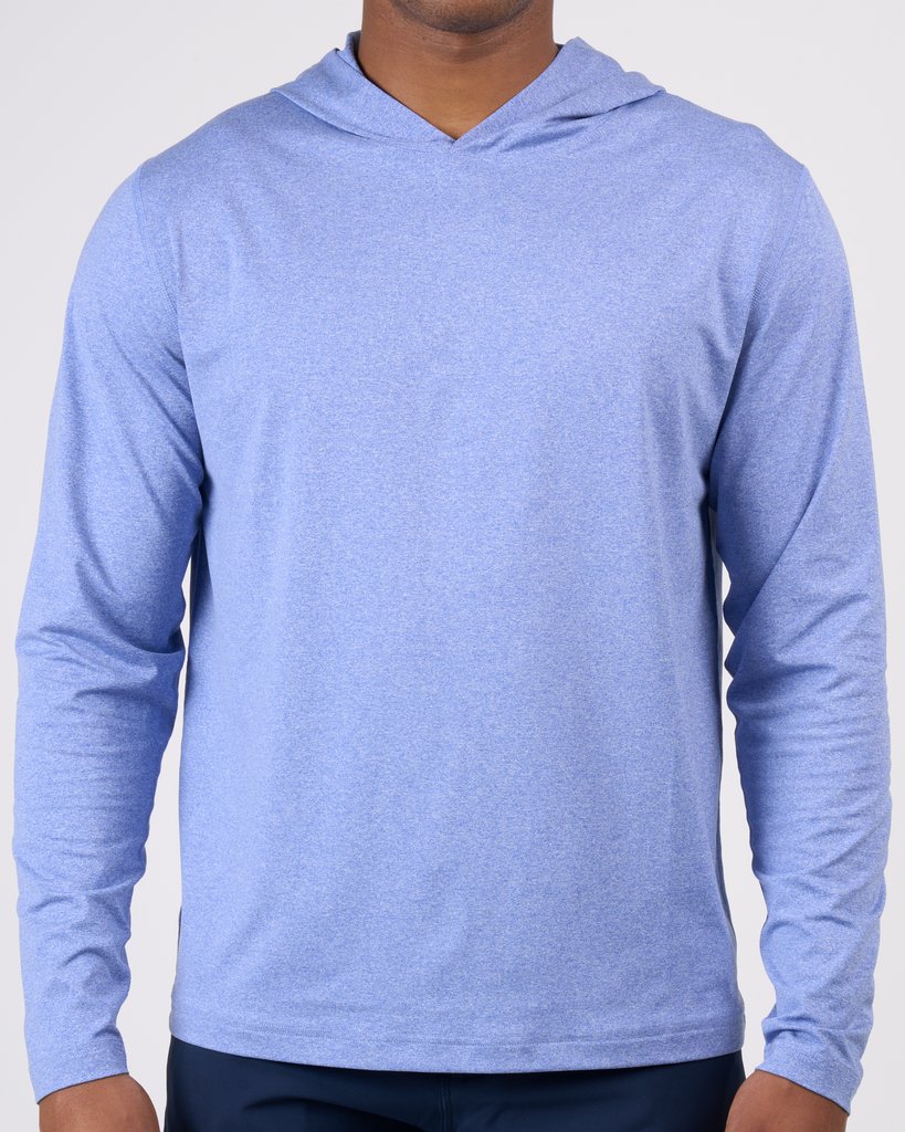 Foreign Rider Co Technical Fabric Surf Blue Long-Sleeve Hooded T-Shirt Chest Detail