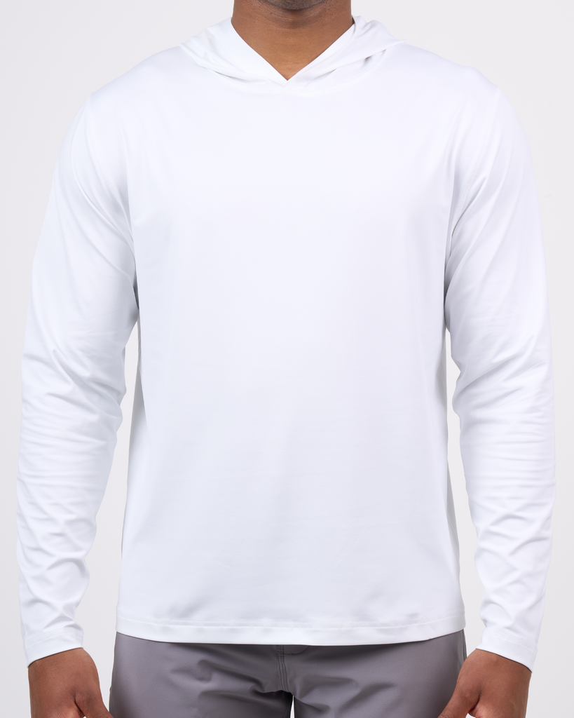 Foreign Rider Co Technical Fabric White Long-Sleeve Hooded T-Shirt Chest Detail