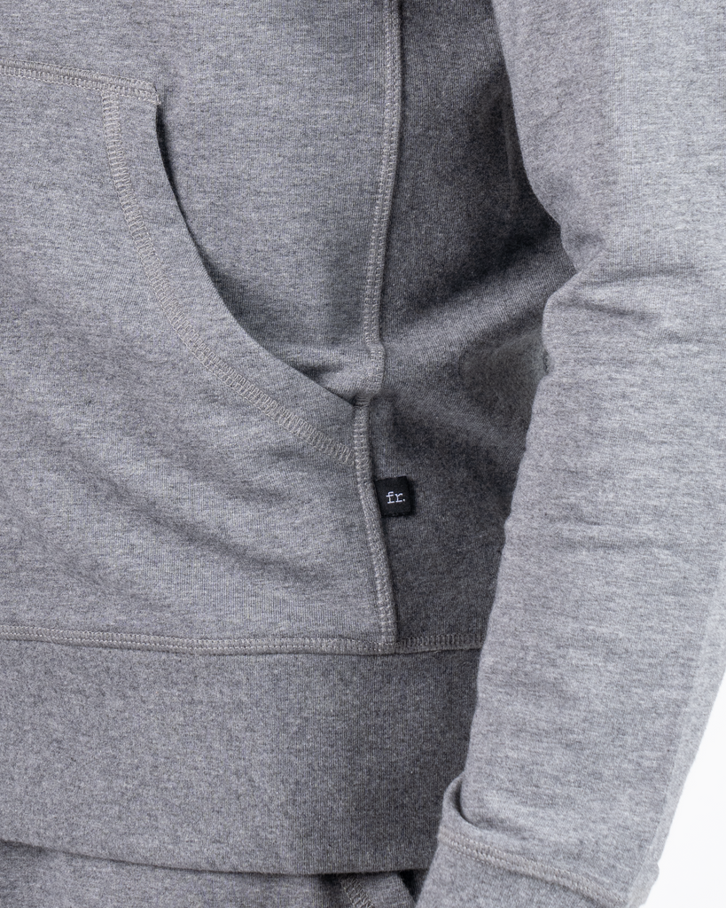Foreign Rider Co Technical Fabric Grey Hoodie Bottom Front Pocket Detail