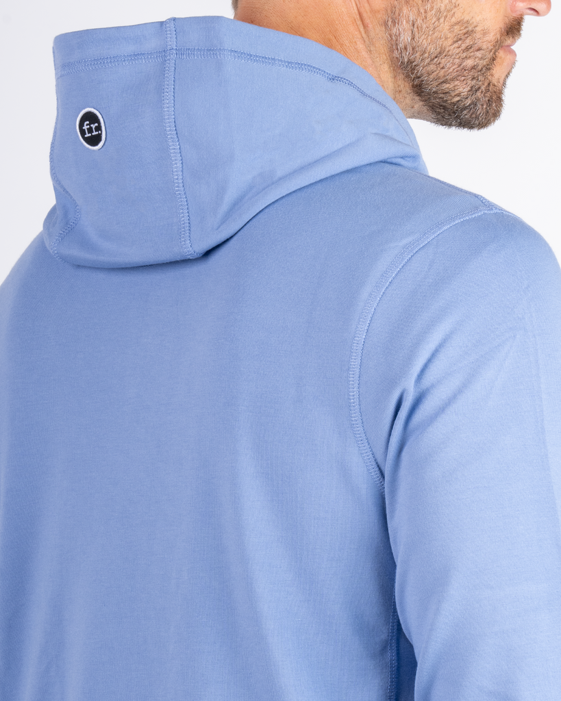 Foreign Rider Co Technical Fabric Metallic Blue Hoodie Pullover Hood Detail