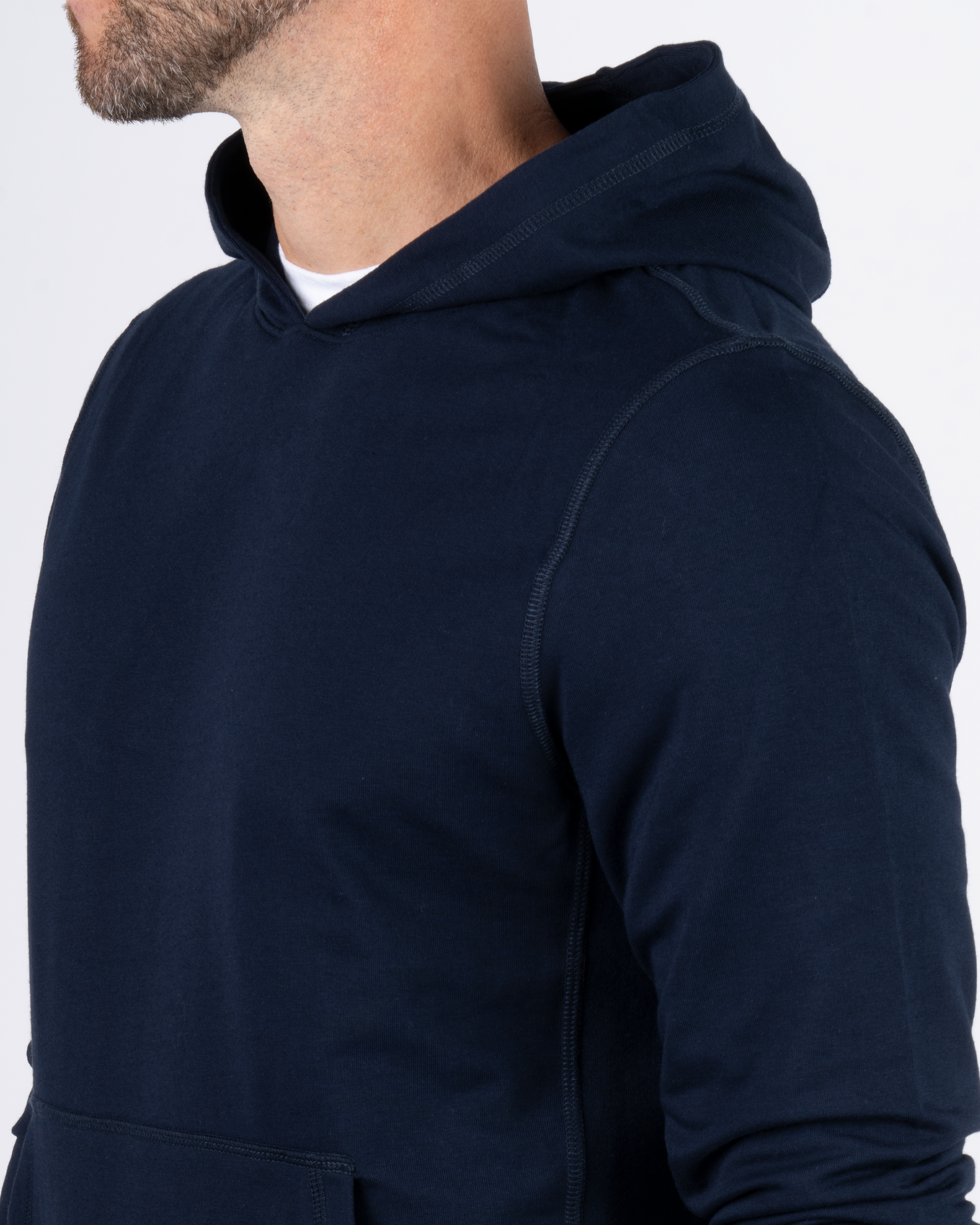 Foreign Rider Co Technical Fabric Navy Hoodie Shoulder Detail