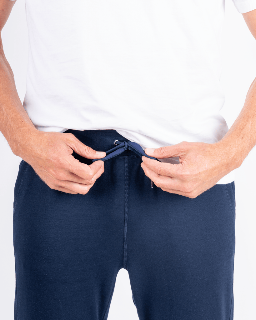 Foreign Rider Co Technical Fabric Navy Jogger Waist Drawstring Detail