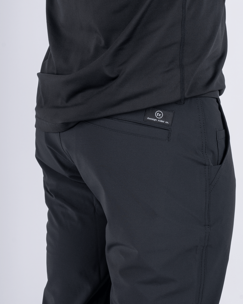Foreign Rider Co Technical Fabric Black Pants Back Pocket Detail
