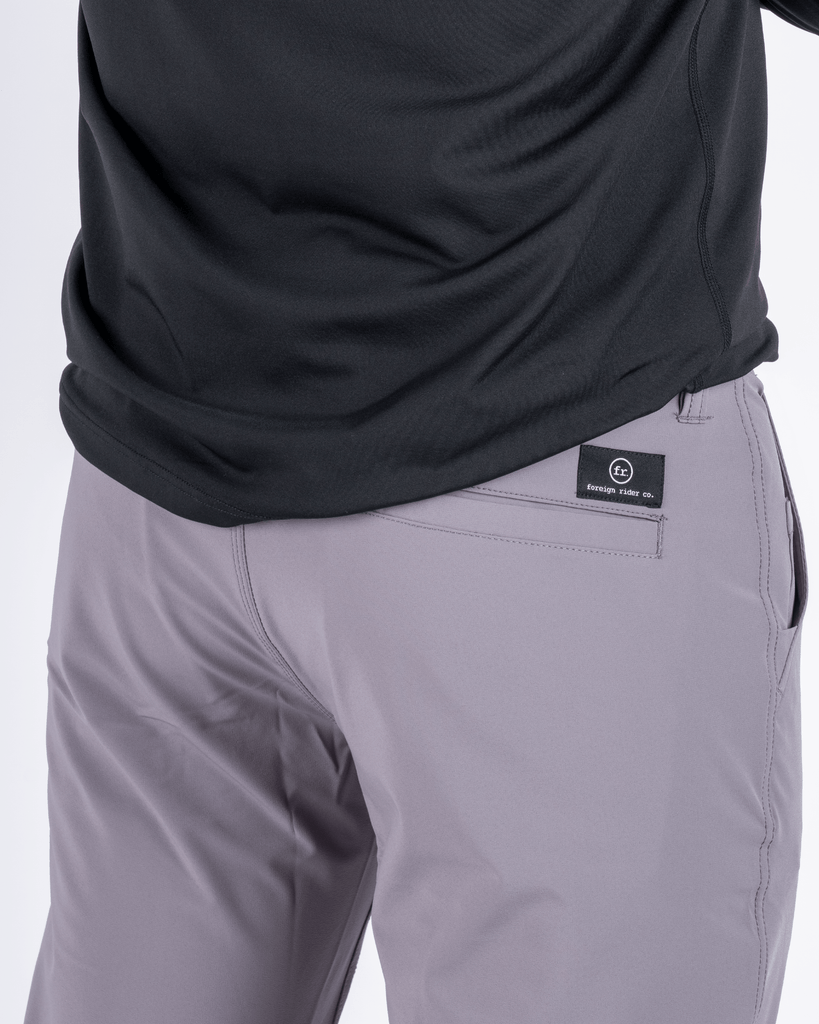 Foreign Rider Co Technical Fabric Grey Pants Back Pocket Detail