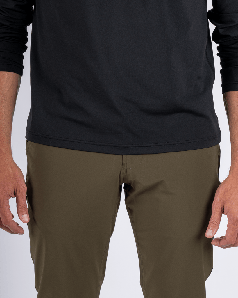 Foreign Rider Co Technical Fabric Olive Pants Front Detail