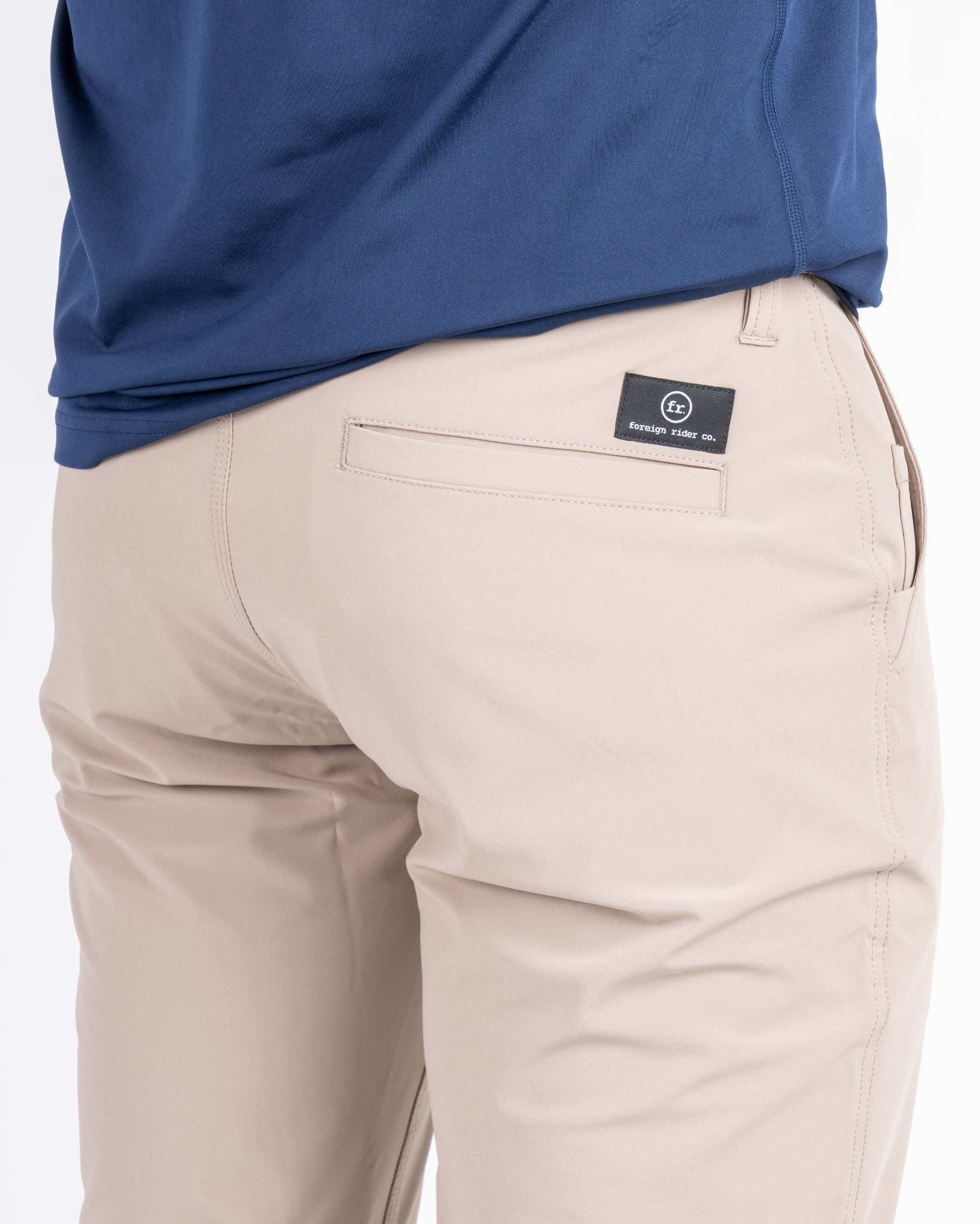 Foreign Rider Co Technical Fabric Tan Pants Back Pocket Detail