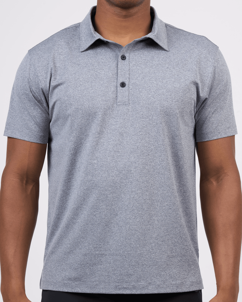 Foreign Rider Co Technical Fabric Grey Polo Chest 3 Button Detail