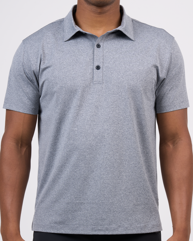 Foreign Rider Co Technical Fabric Grey Polo Chest 3 Button Detail